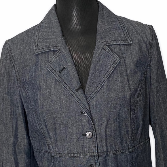 J. Jill Blazer Women's Size 12 100% Cotton Blue Fitted - Picture 2 of 5